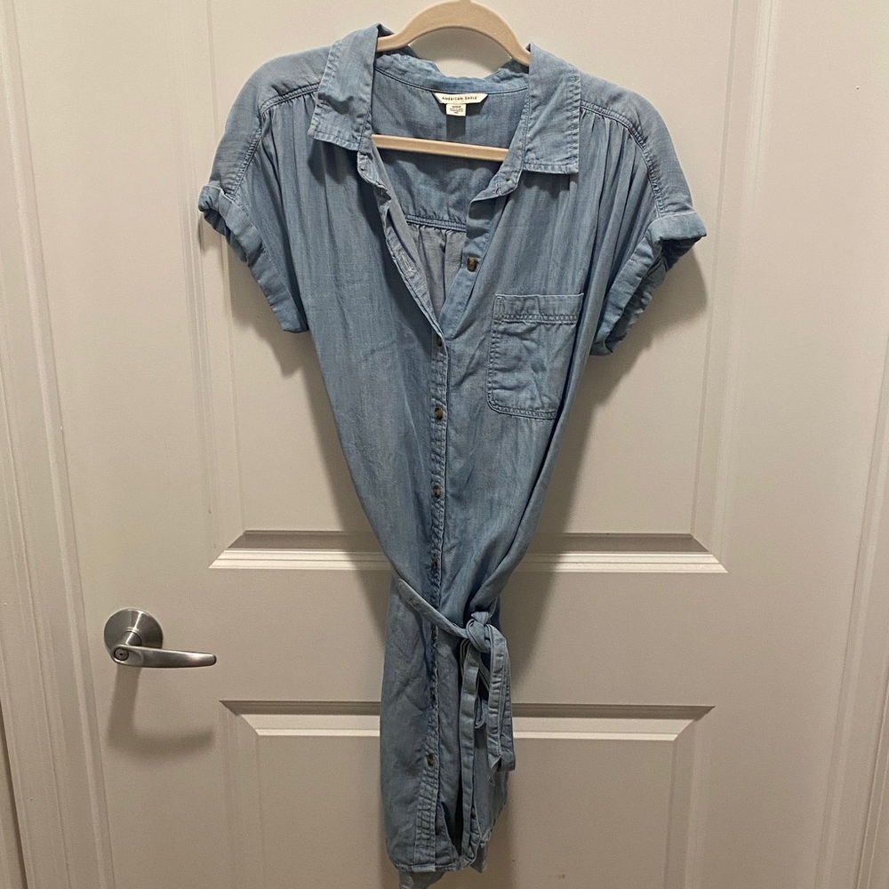 American Eagle Outfitters Jean Light Blue Midi Dress